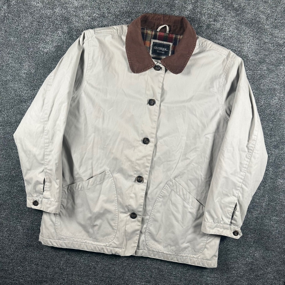 Outbrook Jacket Women 1X Barn Coat Corduroy Collar Plaid Flannel Lined Field